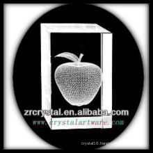 K9 3D Laser Etched Apple Inside Crystal Rectangle